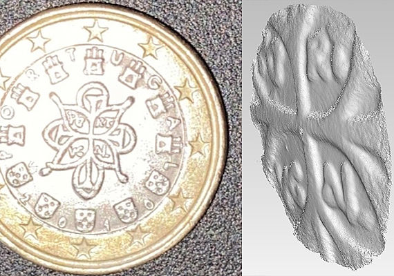  Detail of the 3D reconstruction of an 1 Euro coin. Copyright AIT