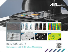 Poster mit dem Demoaufbau vom ICI Mikroskop mit Daten der aufgenommenen Objekte