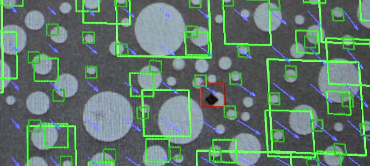 FlexInspect Datenbild mit grünen Quadraten und grauen Kreisen