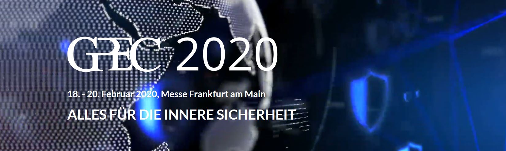 GPEC 2020 banner with the inscription February 18th to 20th at Messe Frankfurt am Main. Theme everything for the inner safety