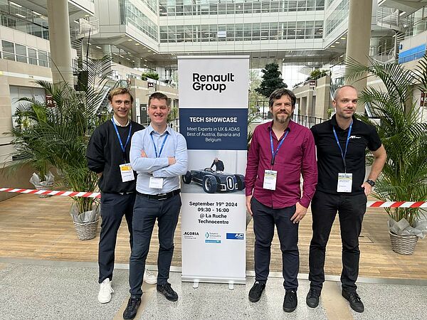 AIT experts Philipp Glira (VAC), Oliver Zendel (VAC), Lukas Kröninger (TE) and Richárd Révész (TE) at the Renault Group's “Mission Automotive”