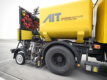 back of the RoadSTAR - a big yellow truck